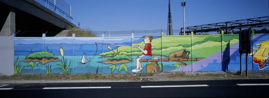 Fresque murale sur la raffinerie de Feyzin - Total Nice Looking à Lyon en France
