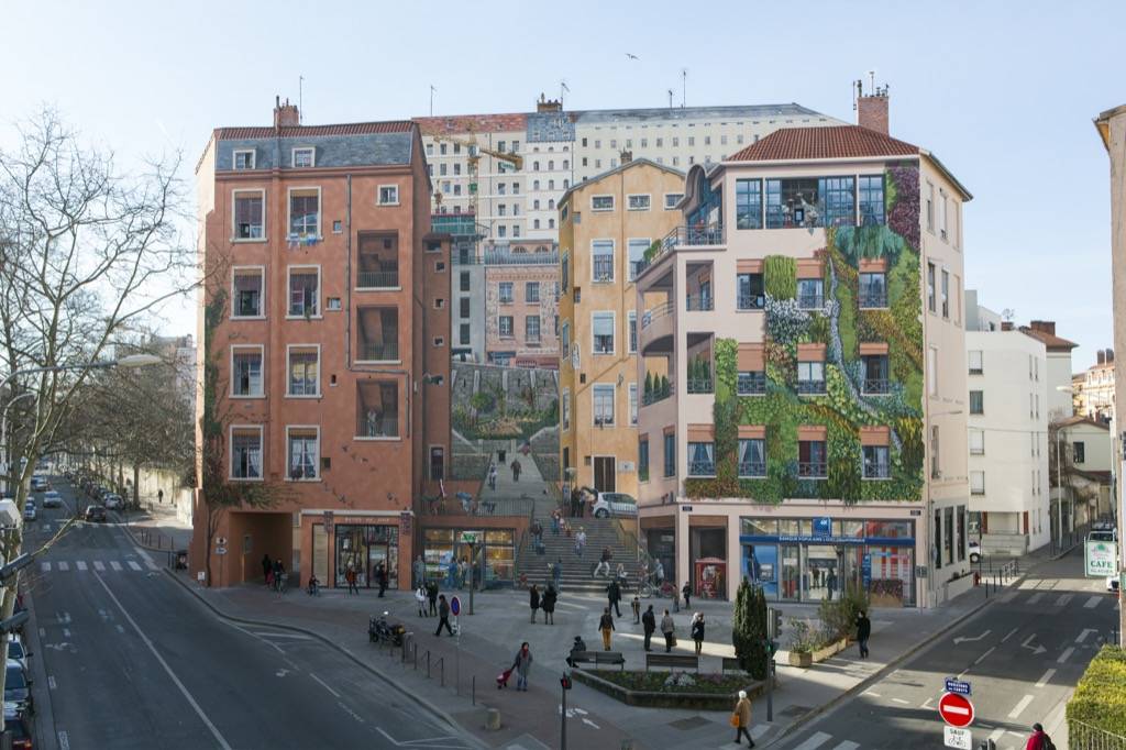 Fresque murale le Mur des Canuts à Lyon en France