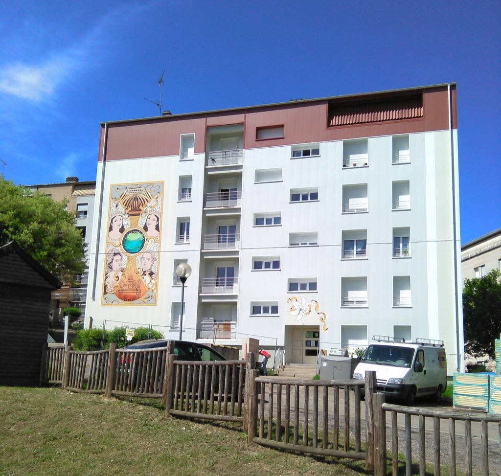 Fresque murale Tonnerre au quartier des lices en France