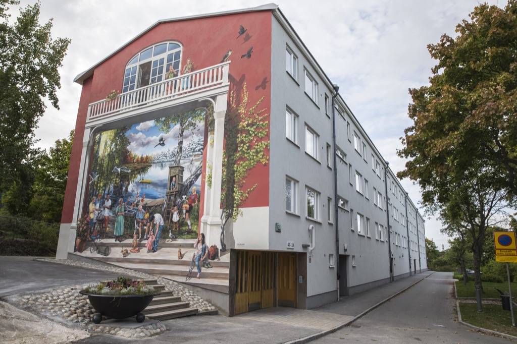 Fresque murale Farsta Strand à Stockholm en Suède