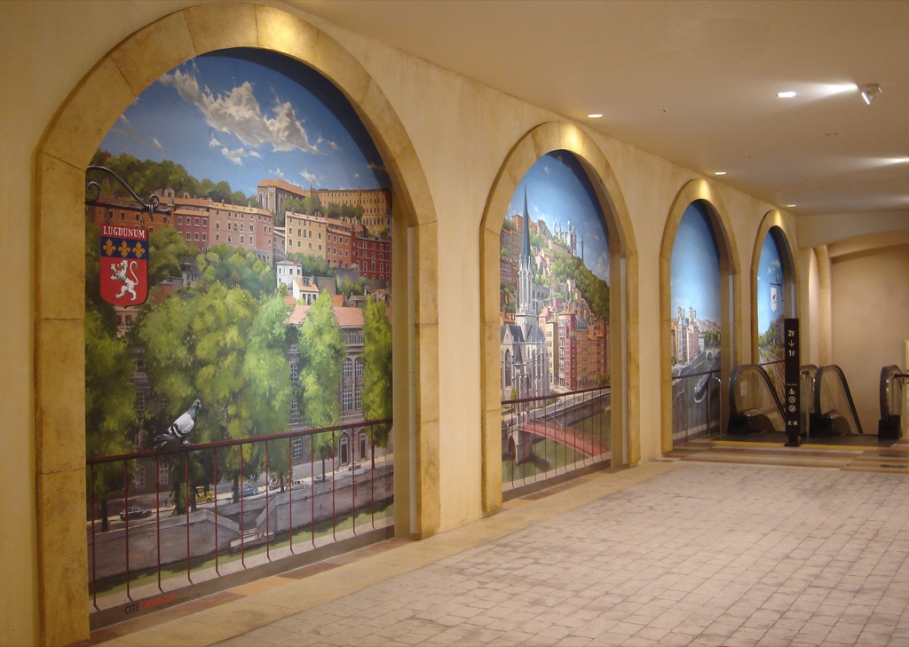 Fresque murale Lyon au Pays du Soleil Levant - Yokohama - Japon