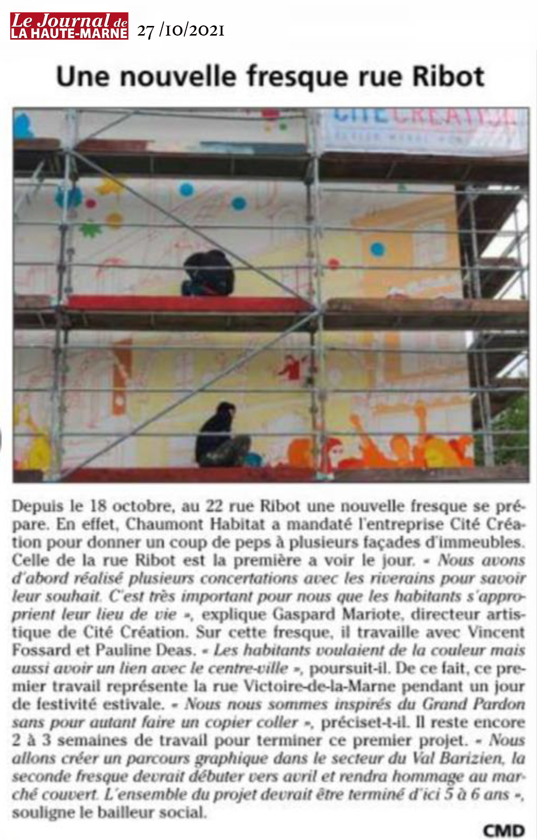 Une nouvelle fresque rue Ribot - Chaumont